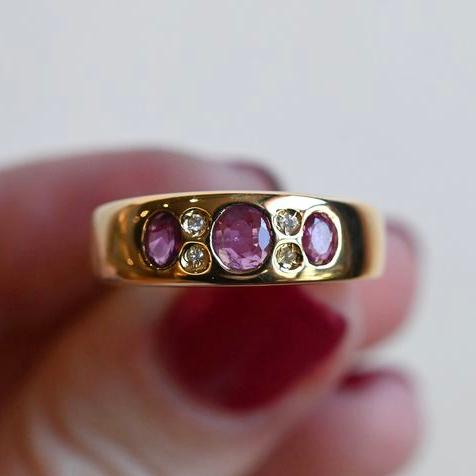 Ringe mit rosa Kristall in Vintage-Gold