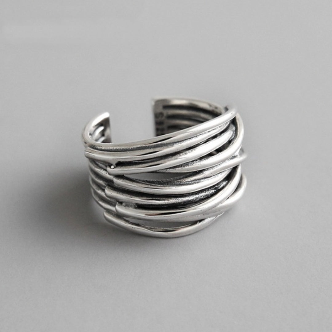 925 Sterling Silber Verstellbarer Ring in Schichten