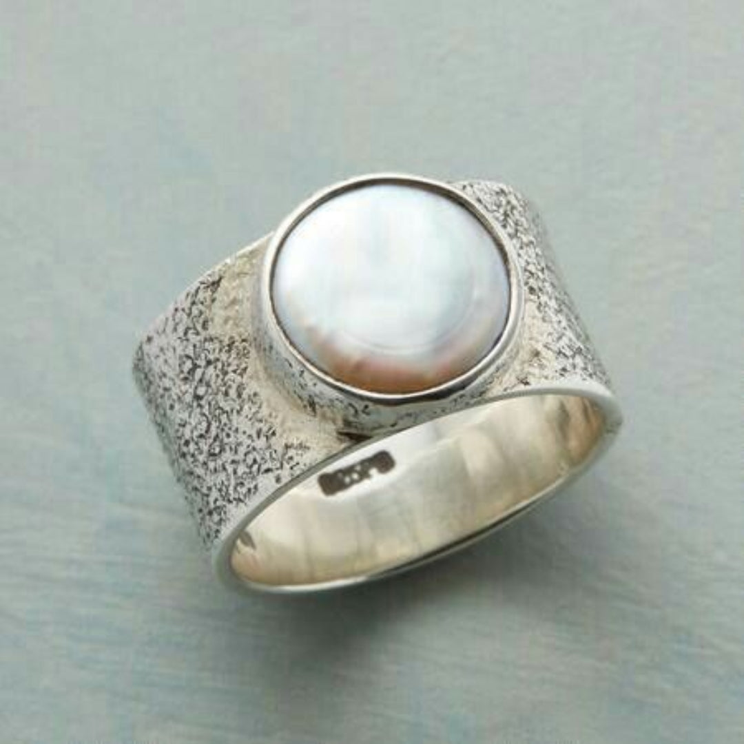 Vintage Silber Ring mit weißer Perle