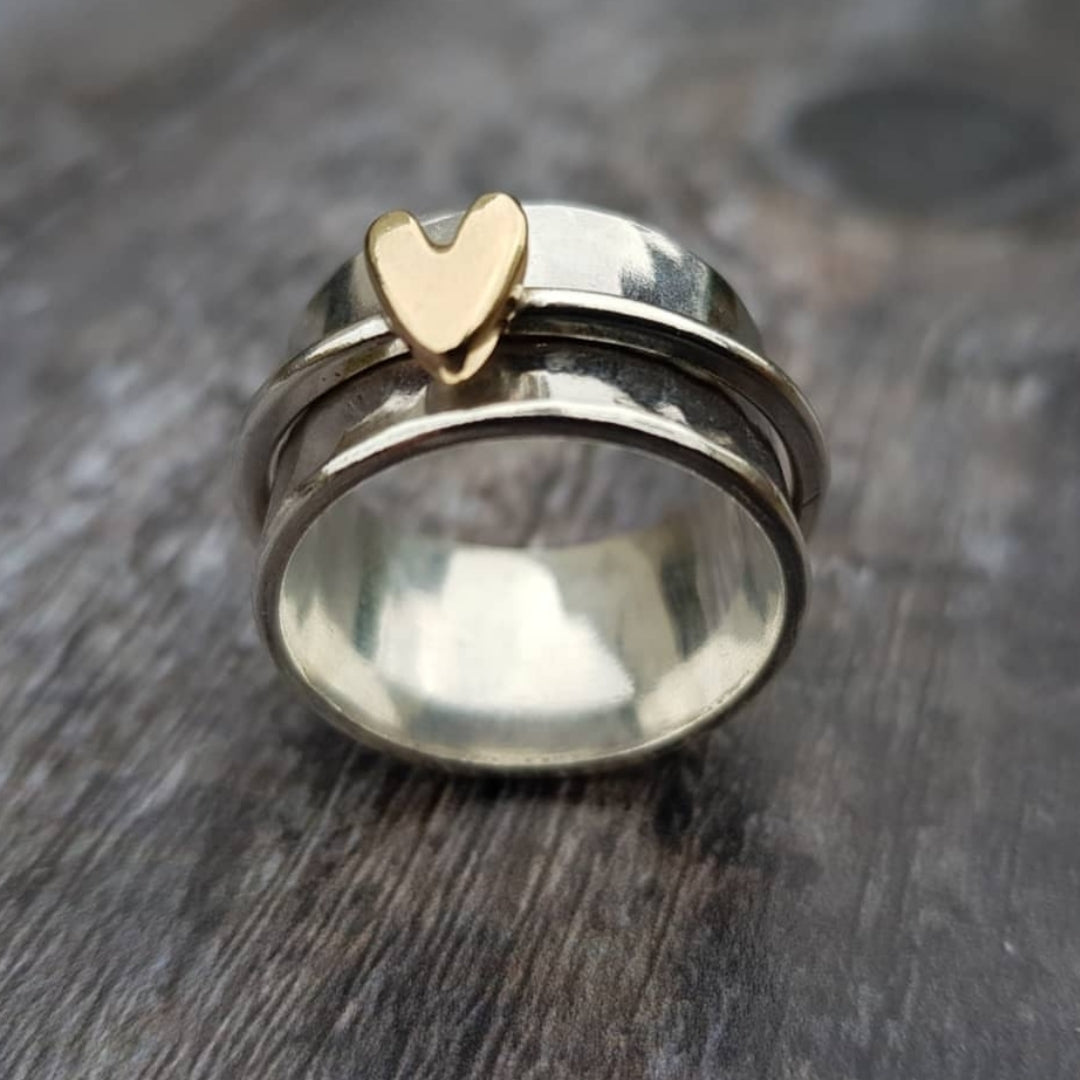 Vintage Golden Heart Silber Ring