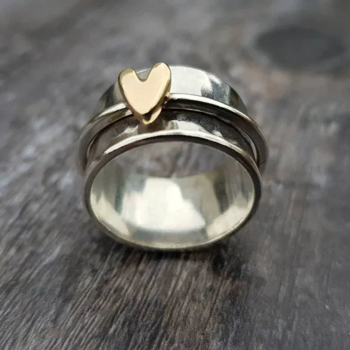 Vintage baumelnden Herz Silber Ring