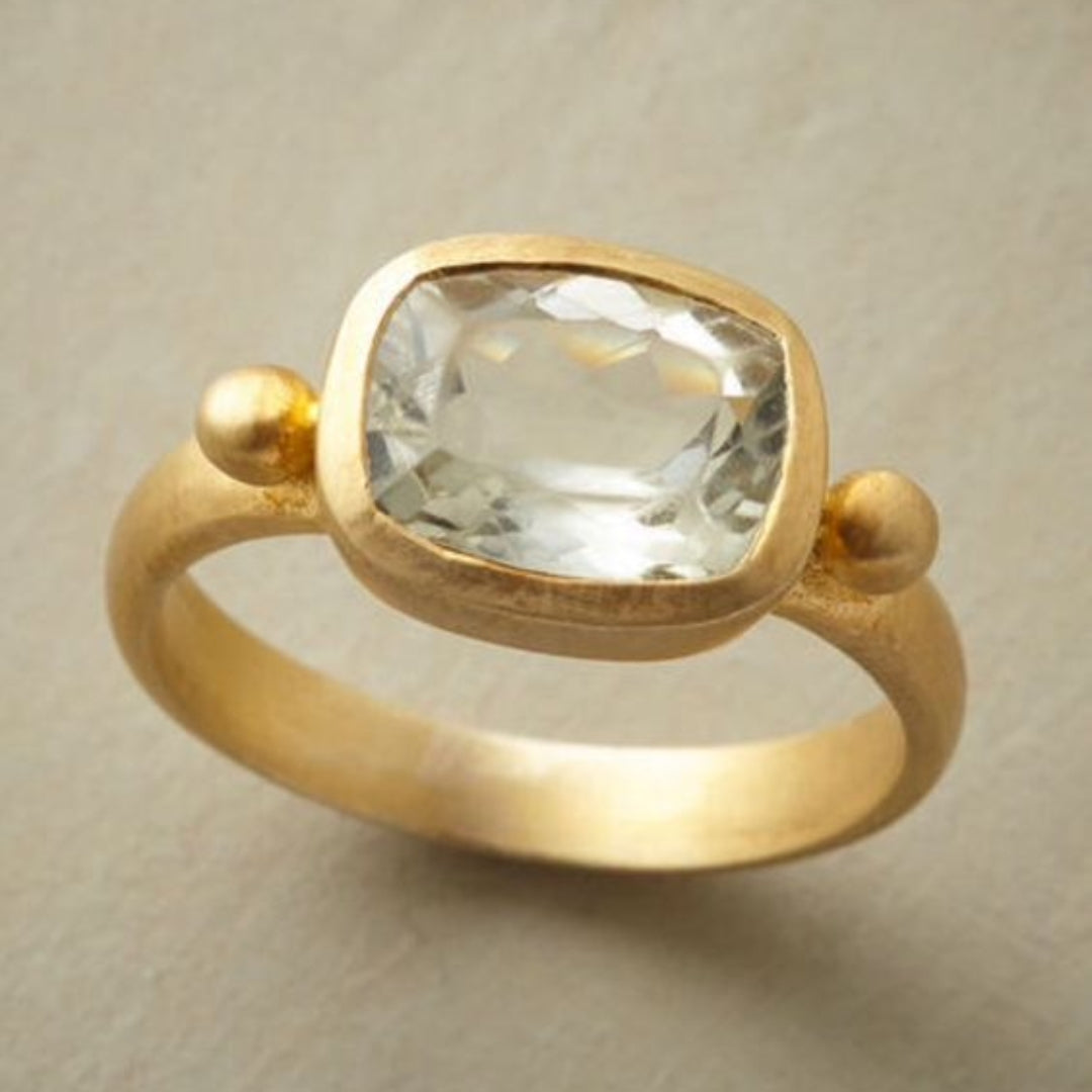 Vintage Weißglas Gold Ring