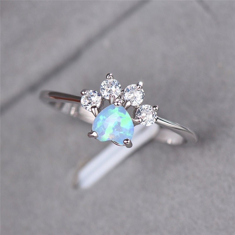 Opal und Zirkonia Ring