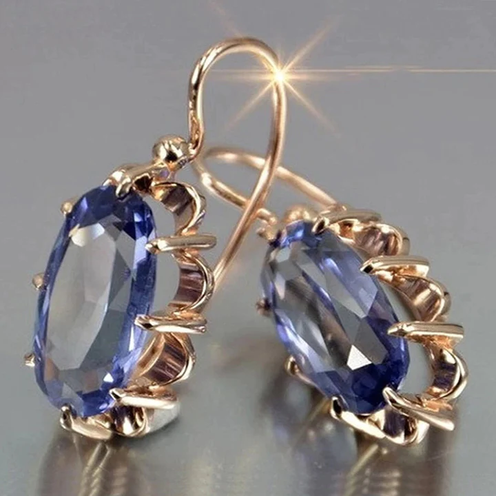 Vintage Golden Blue Crystal Ohrringe