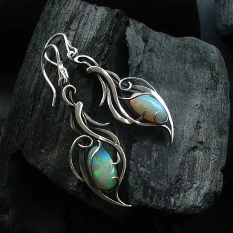 Vintage-Ohrringe aus blauem Opal in Sterlingsilber