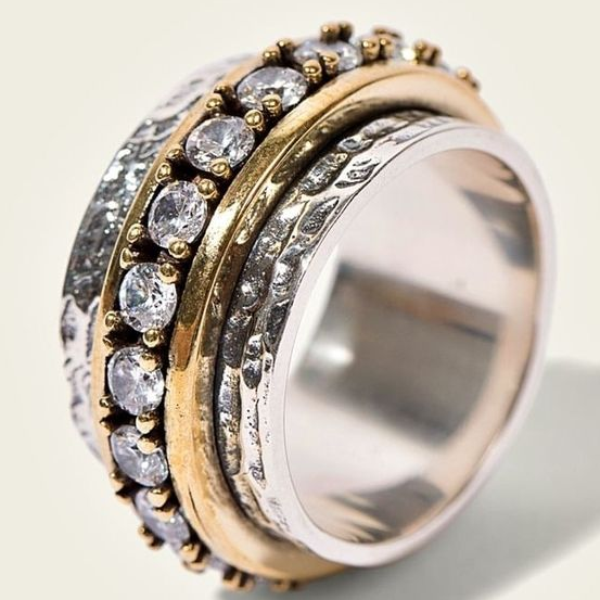 Vintage Gold & Silber Zirkonia Ring